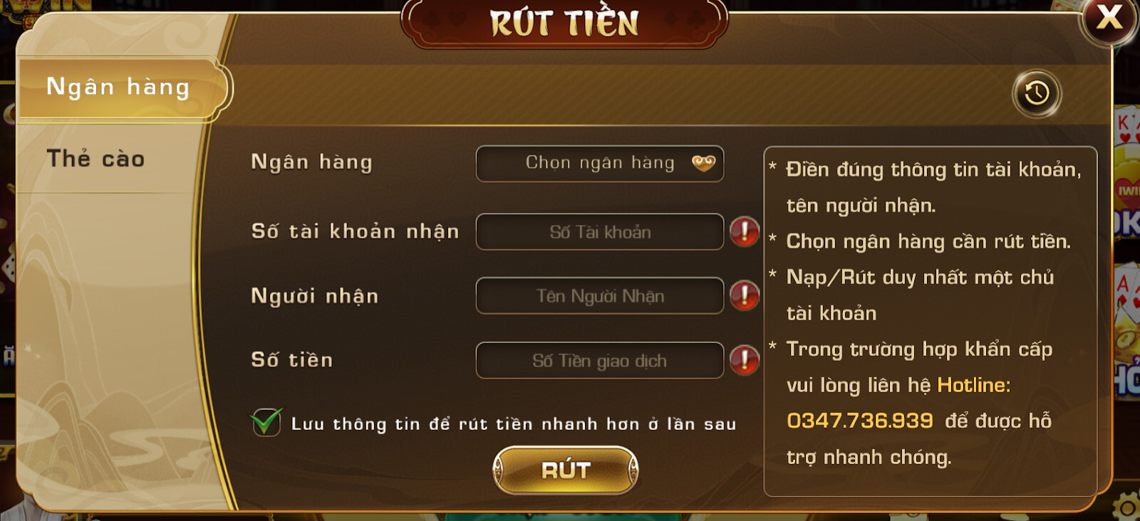 Rút tiền Iwin